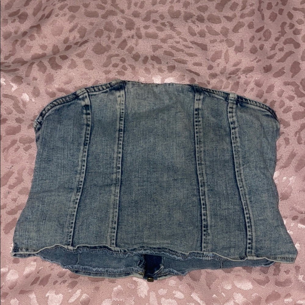 Denim Strapless Corset Top